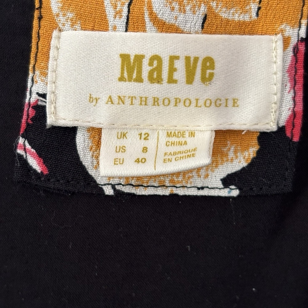 Anthropologie Maeve Violette Mixed Black Floral Midi Tank Dress 8 US/12 UK Boho - Picture 11 of 15